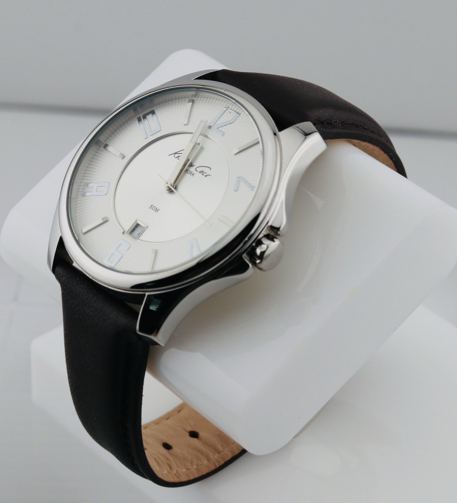 Kenneth Cole NY White Dial Silver Case Brown Leather Men’s Watch (16)