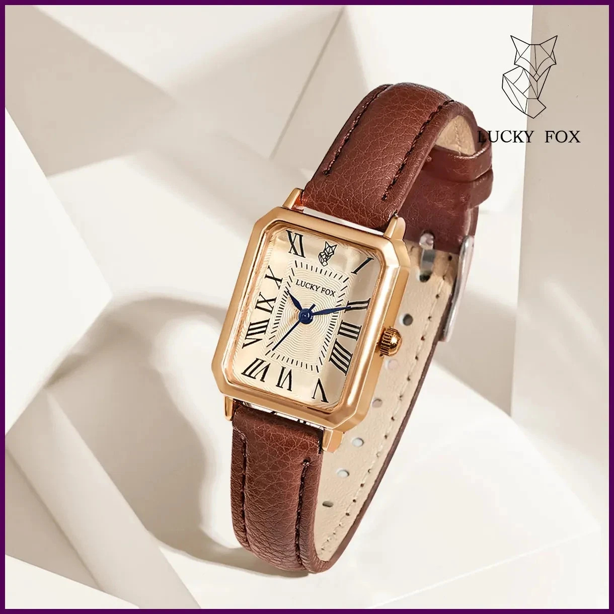 Fashion Retro Digital Dial Casual Watches Square Leather Strap Fashionable