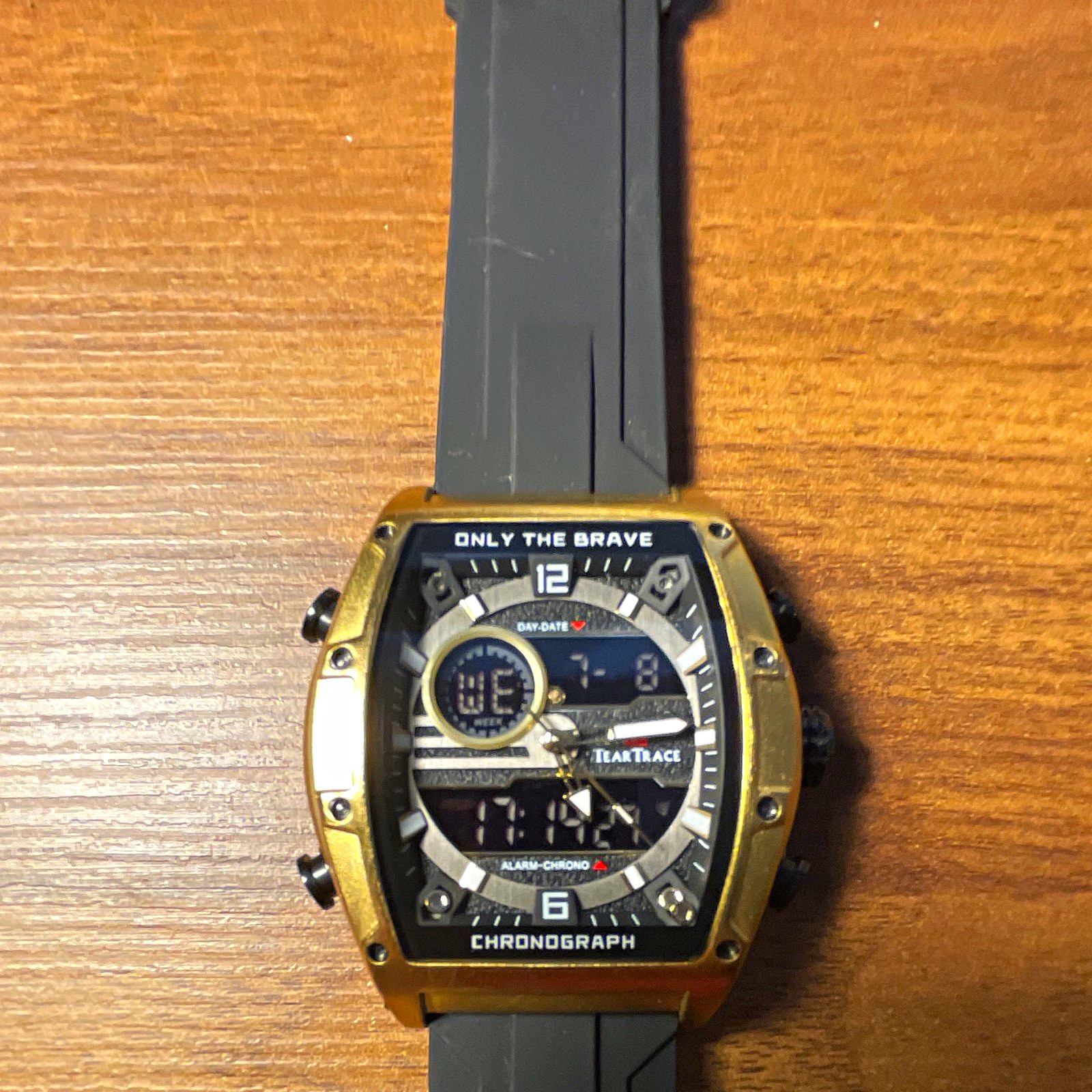 TearTrace Men’s Quartz Analog/Digital Chronograph Watch 45mm Gold/Black 30m