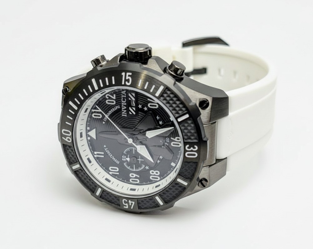 Invicta Aviator Chronograph Men’s Watch, 50mm, White Silicone Strap – Brand New