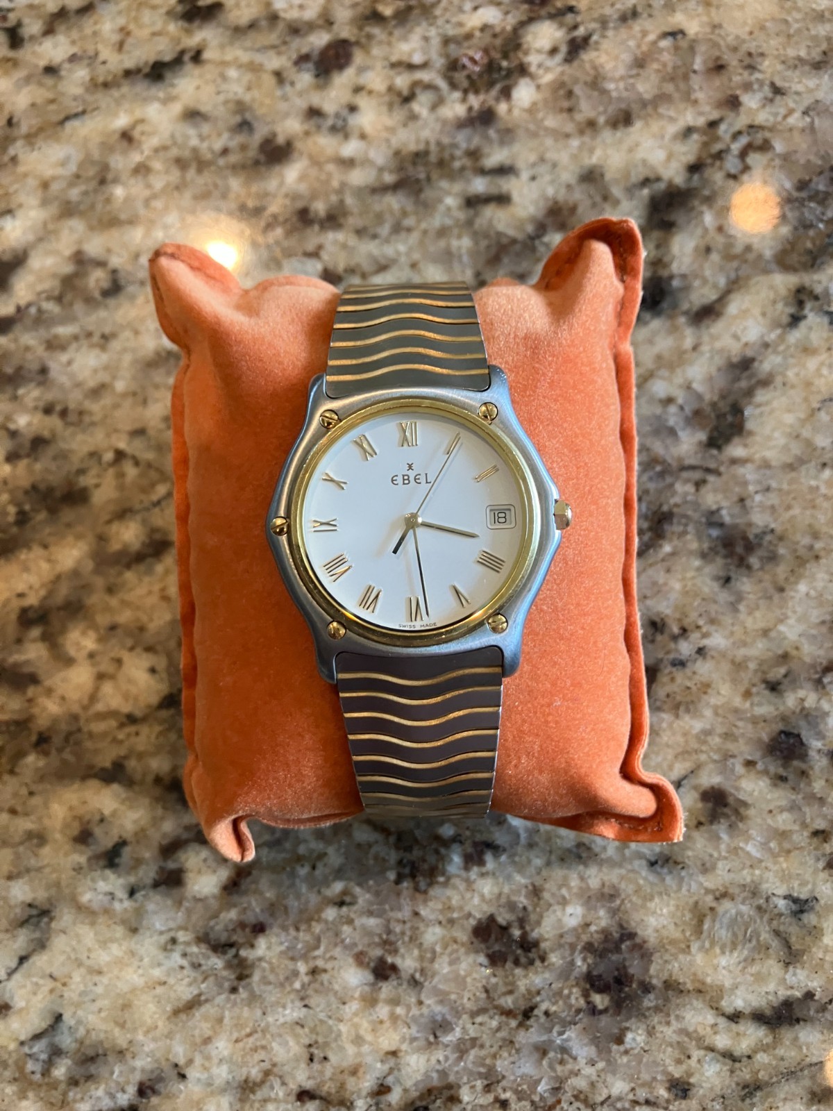 Men’s Ebel Sport Classic Wave 18k Gold Bezel 35mm Roman Numerals – Date
