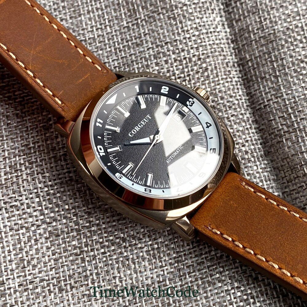Corgeut Men’s Automatic Watch NH35A 42mm Black Luminous Dial Chapter Ring Date
