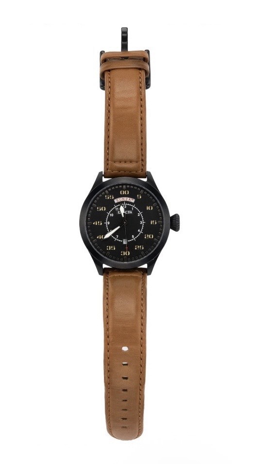 Invicta Aviator 22974 Black Dial Brown Leather Watch Fresh Battery 45mm