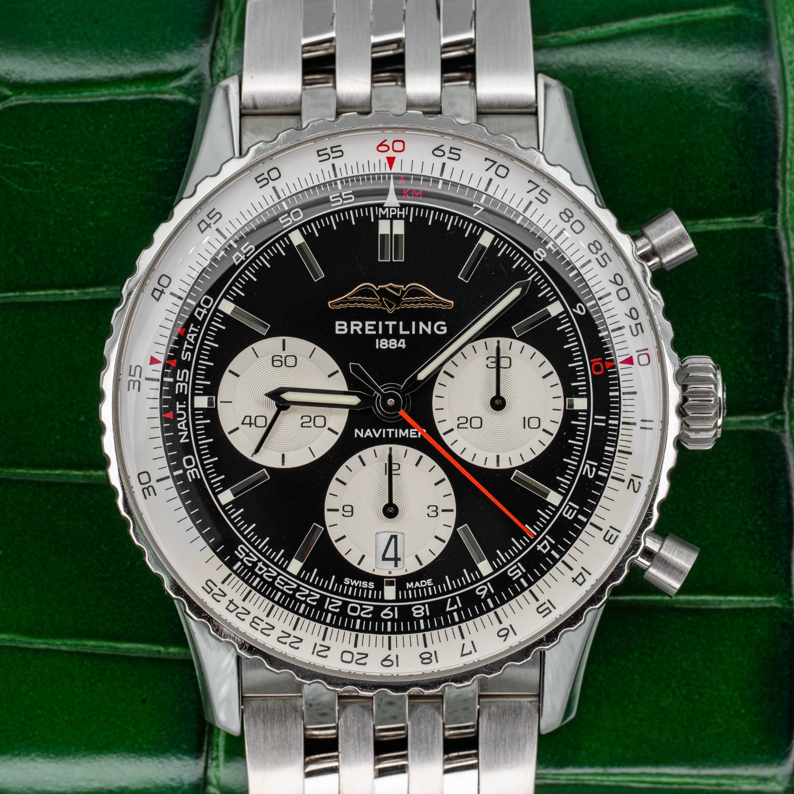 2023 Breitling Navitimer Steel 43mm B01 AB0138 Black Dial on Bracelet B+P