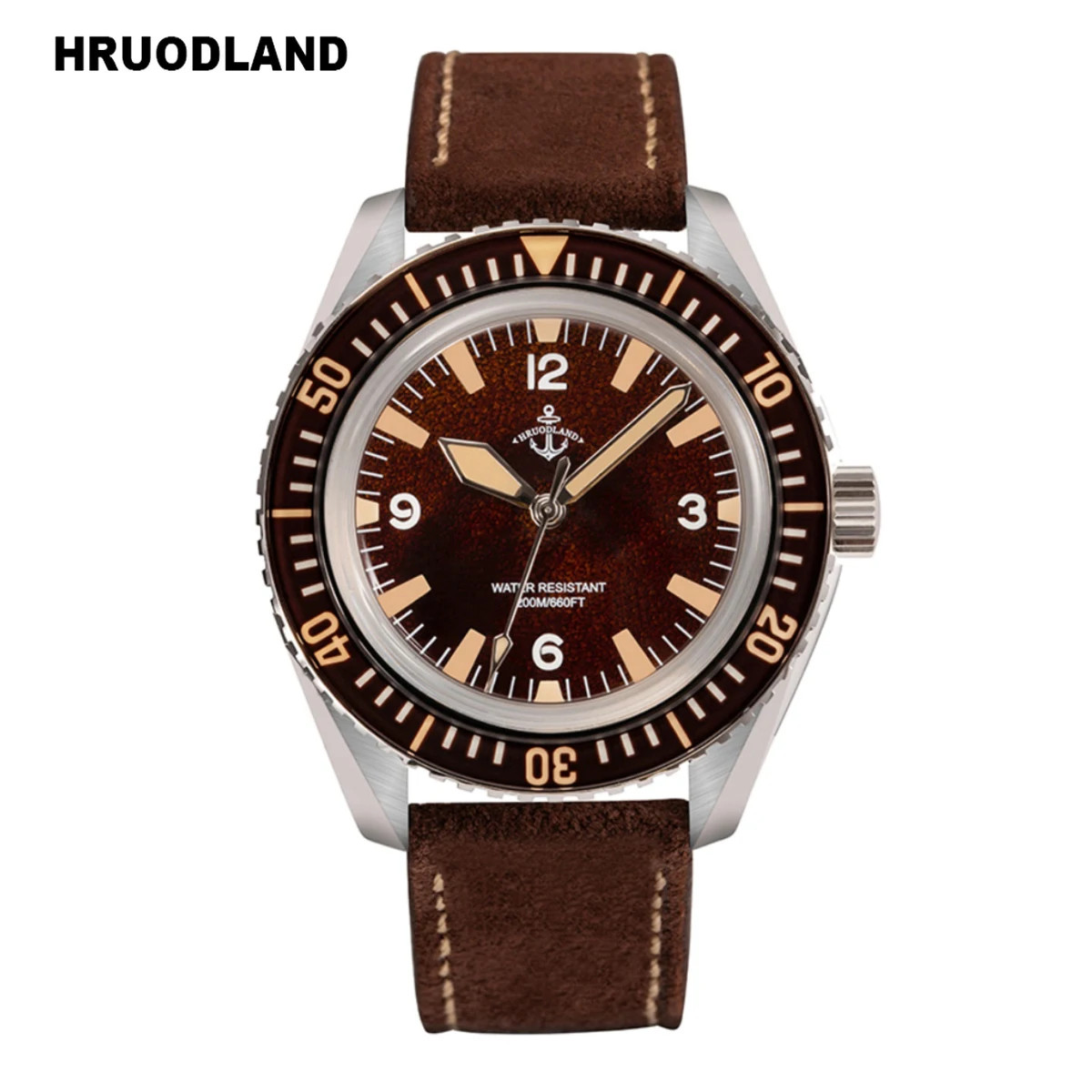 Hruodland Automatic Watch Men Retro Dive K1 Glass 20Bar Waterproof
