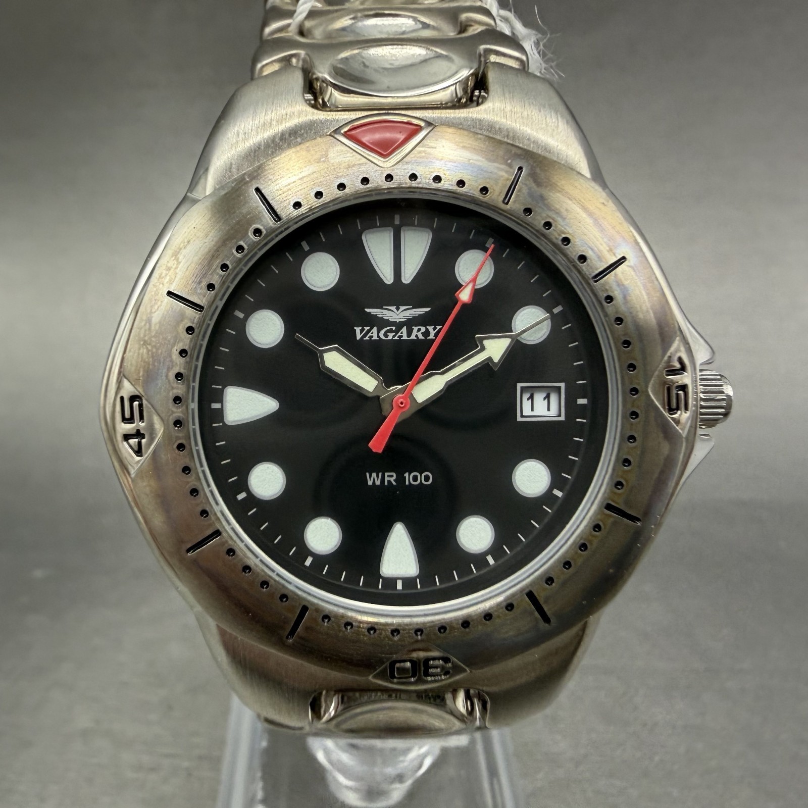 Citizen Vagary Watch Men 39mm Black Dial Silver Tone Date Round New Battery NOS