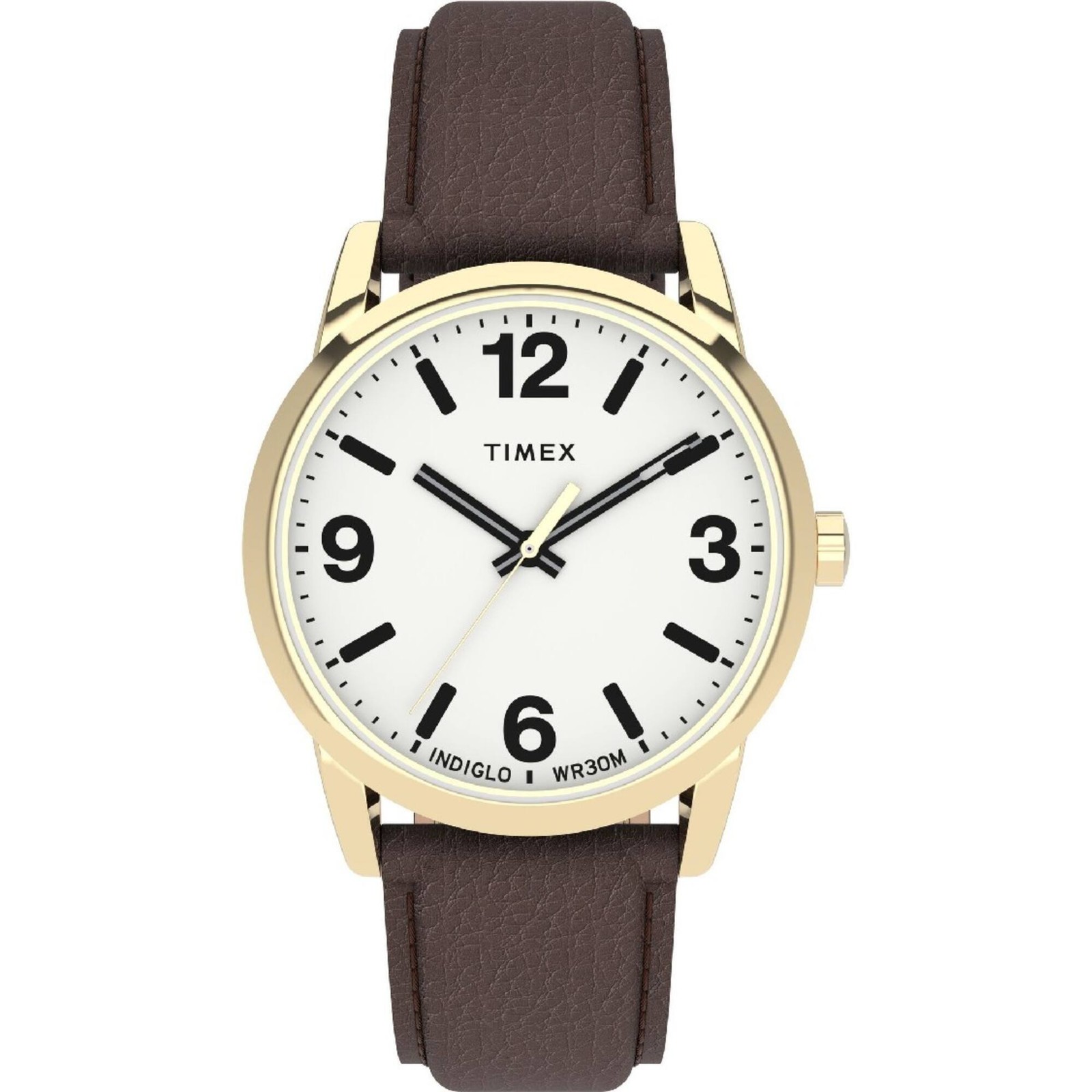 Timex Men’s Watch Easy Reader Quartz White Dial Brown Leather Strap TW2U71500