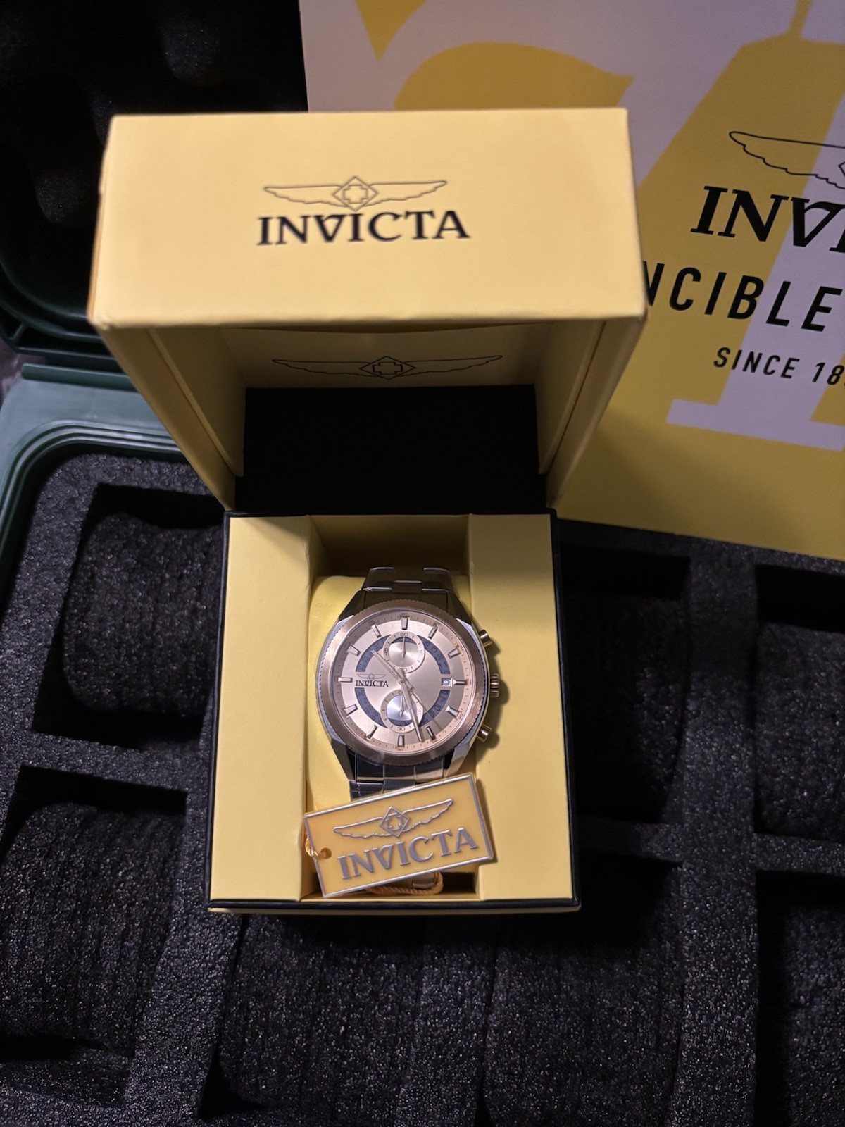Invicta I-Force Men’s Chronograph Quartz 46mm Silver SS Blue/Gold Dial 100m