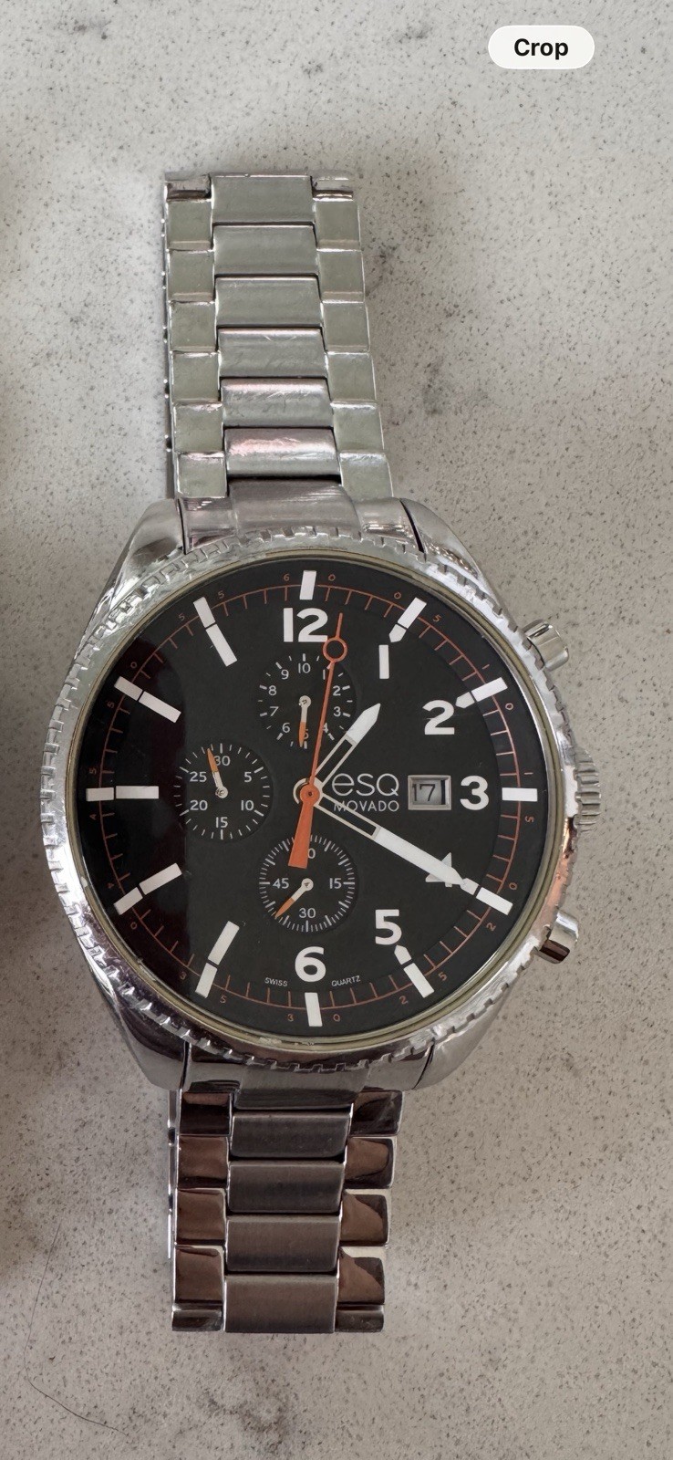 Movado Esq. Catalyst Black Dial Stainless Steel Chrono Quartz Men’s Watch
