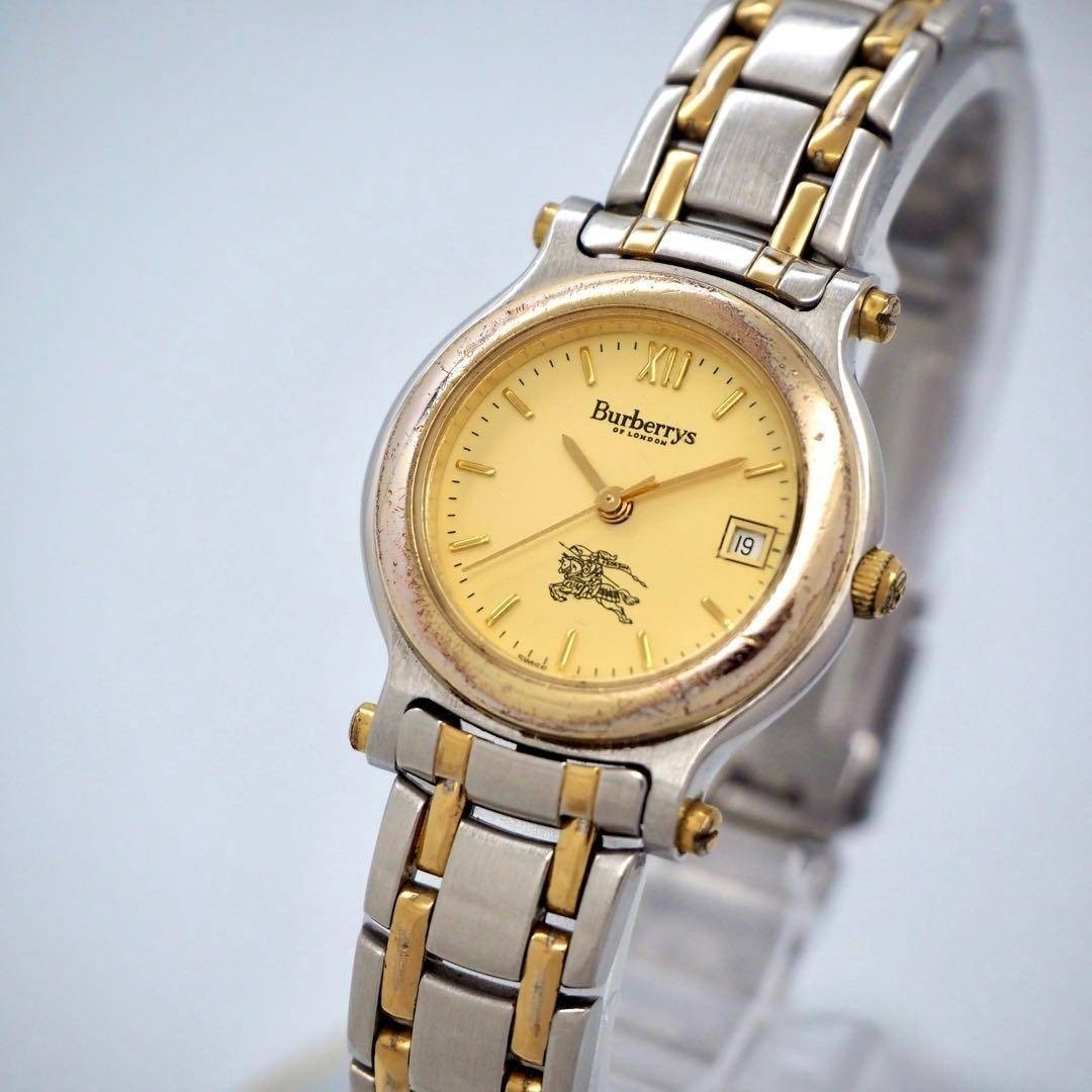 94 Working BURBERRY Watch Women’s Date Gold Silver Combo