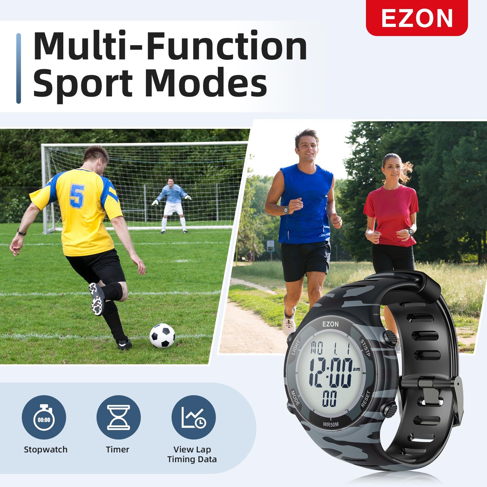 Digital Watch Waterproof Stopwatch Alarm Backlight Wrist Watch