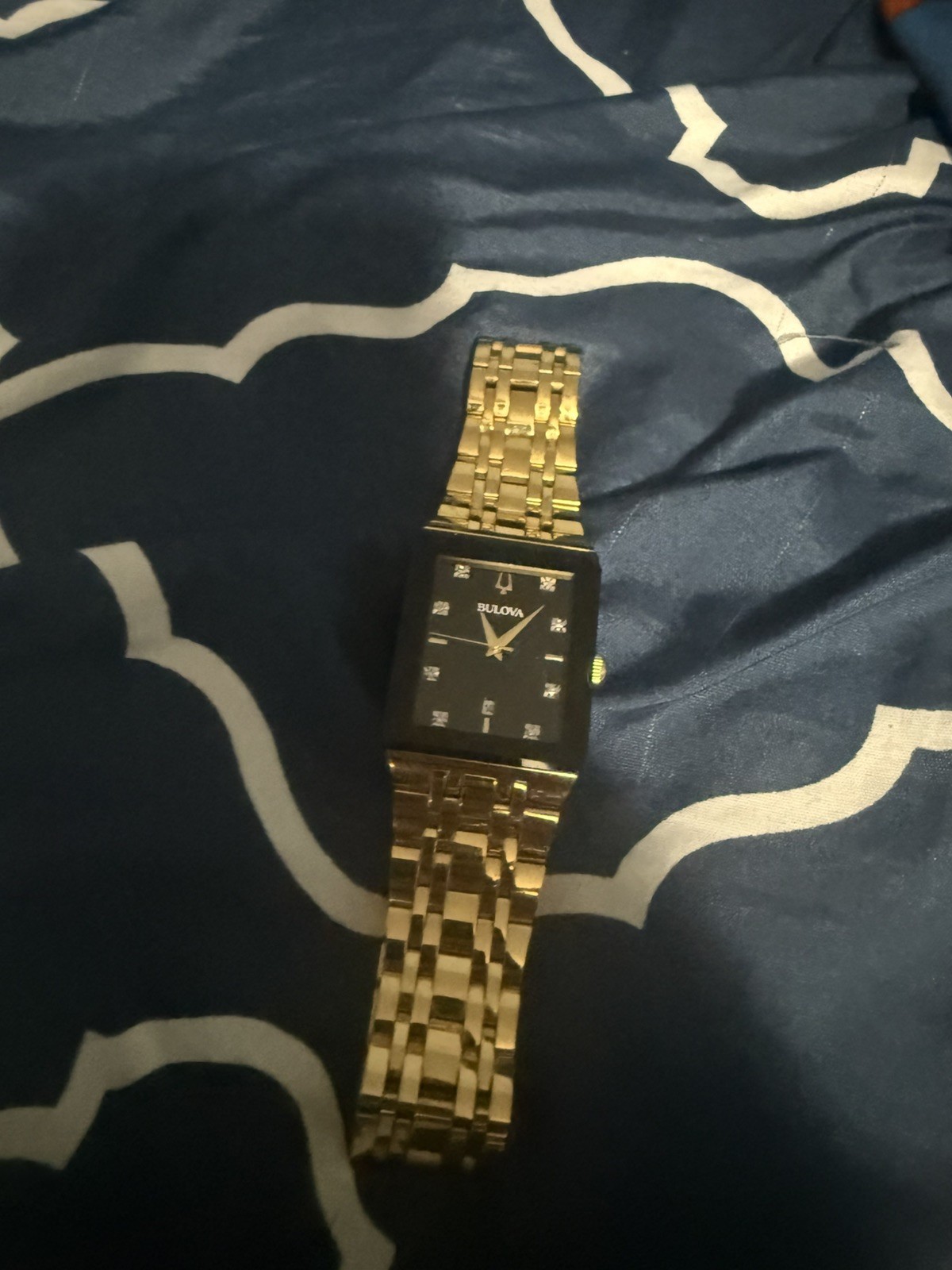 bulova mens Diamond watch gold tone