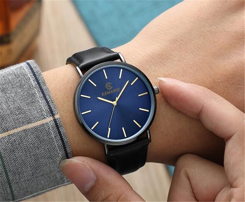 Ultra-thin Dial With Leather Band Numberless Quartz Wristwatches For Men