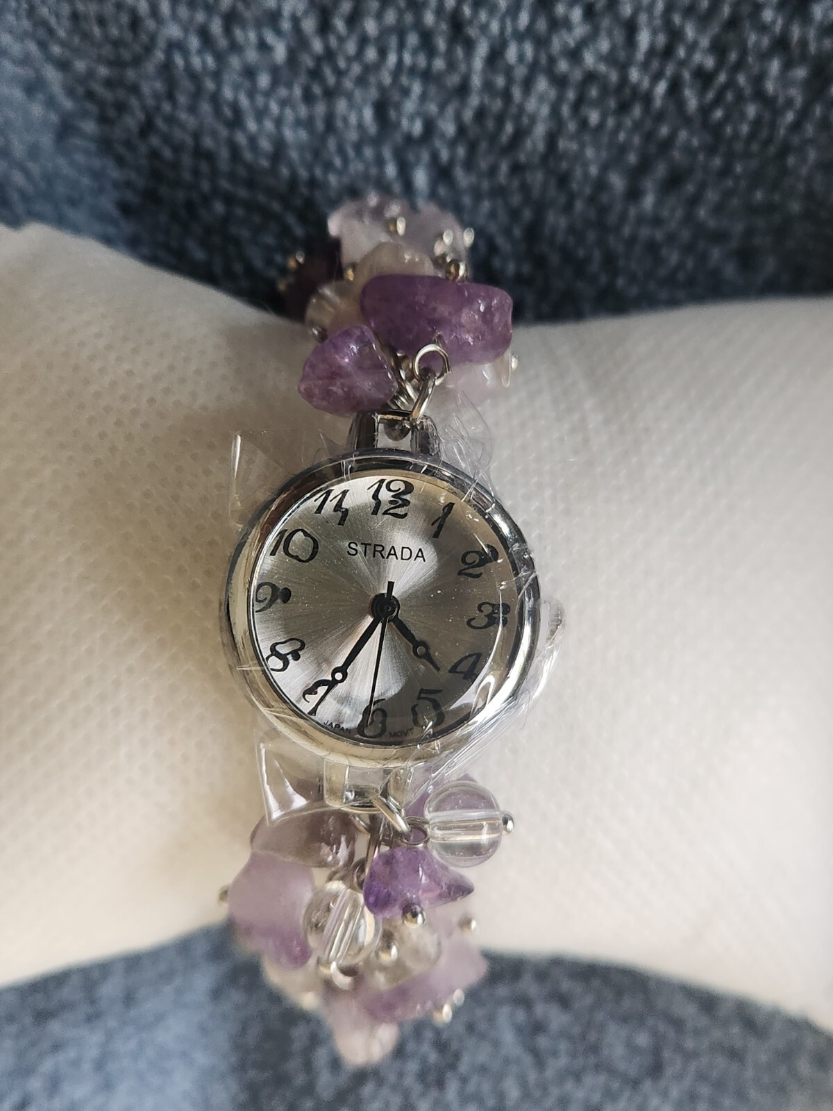 Strada Japanese Movement Amethyst Bracelet Watch 20cttw 7-8.5″ New In Box