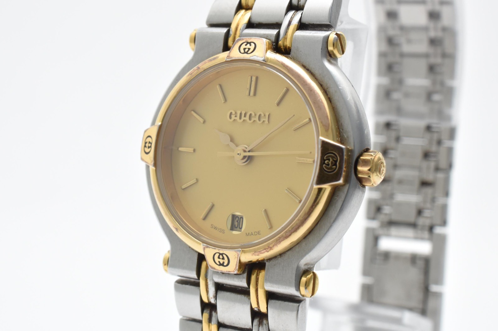 【EXC+5】GUCCI 9000L Black Dial Gold 25mm Date Quartz Women’s Watch From JAPAN