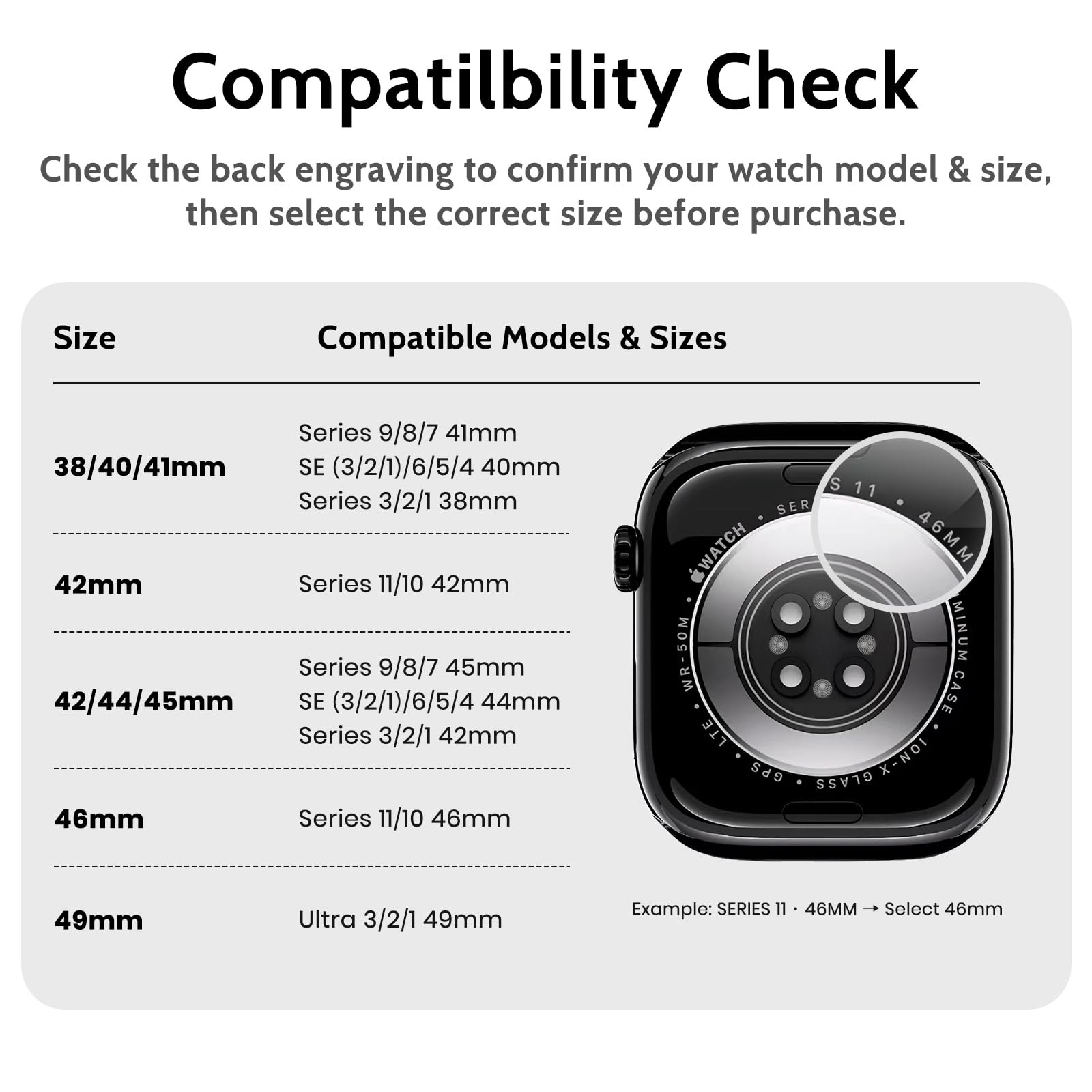 amBand Bands Case Compatible with Apple Watch Series 11/10 46mm for Men Women, M