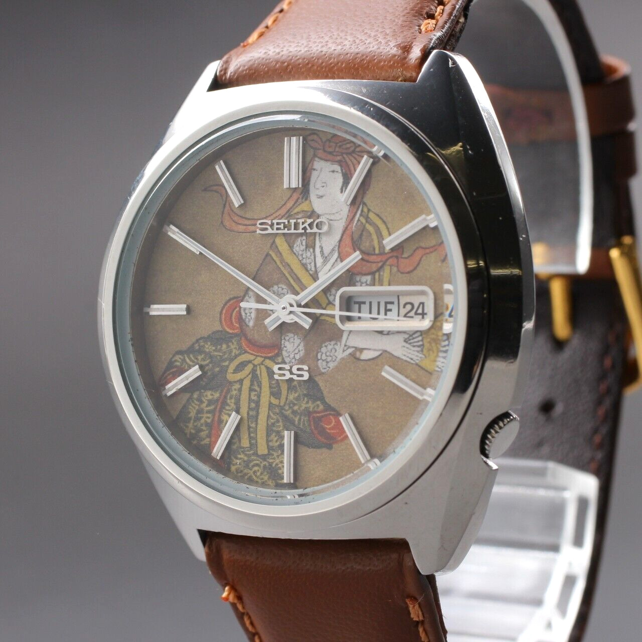 Vintage 1975y OH [N MINT] SEIKO 5 Actus SS 6108-8670 UKIYOE 38mm AT Men’s Watch
