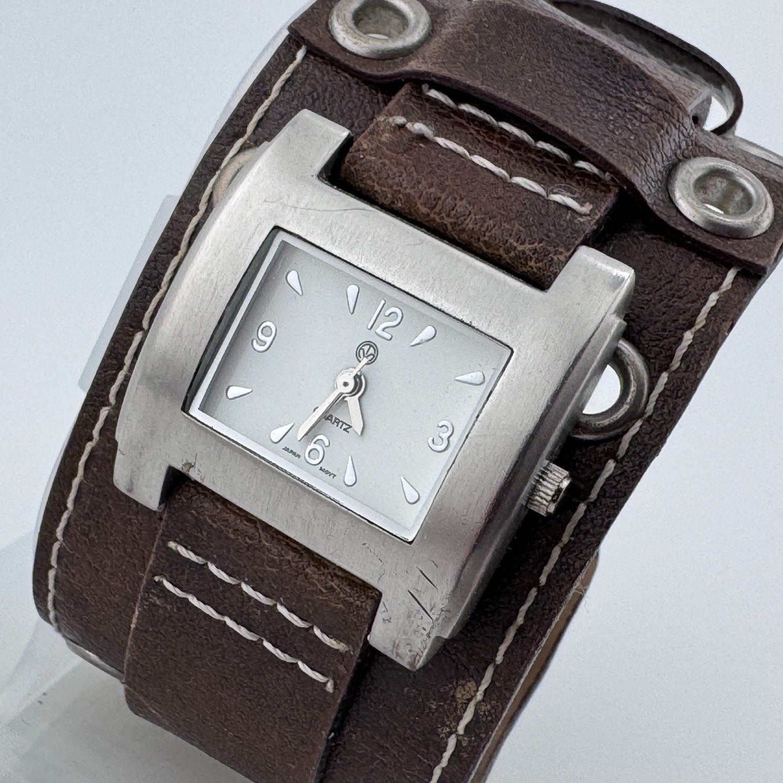 Vintage Unbranded Quartz Watch Women Silver Rectangle Bund Band New Battery