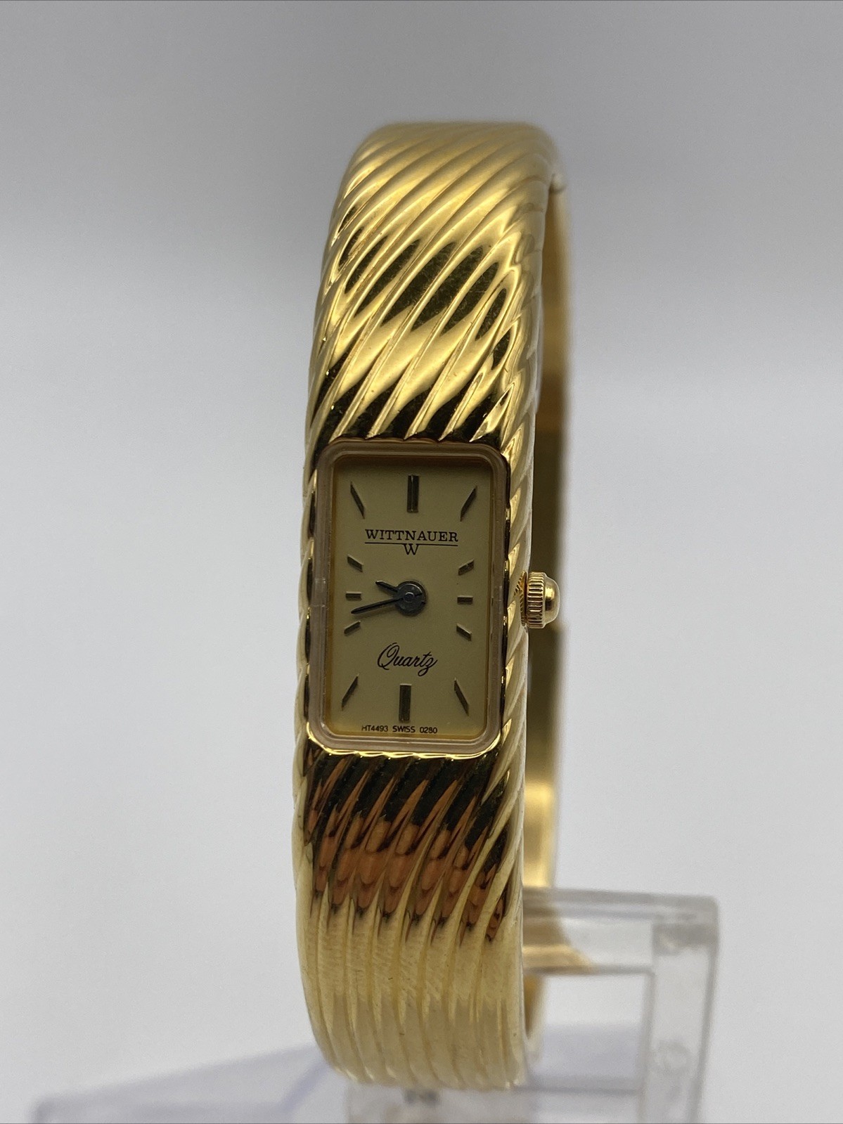 Wittnauer Women’s Gold Tone 12mm Cuff Watch New Battery 6.5”