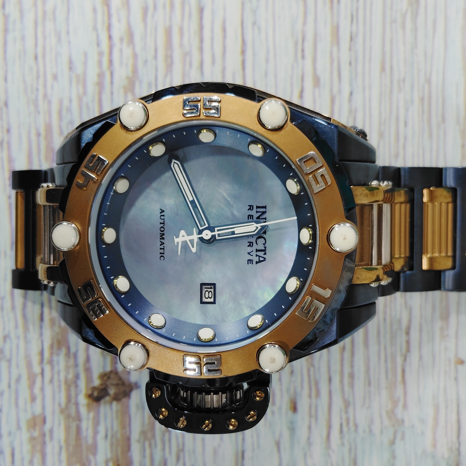 Invicta Reserve Flying Fox Blue Label Men’s Quartz Watch W/Mother Of Pearl Dial