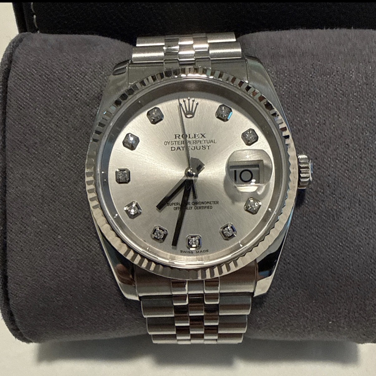 Rolex Datejust 36mm Diamond Set, Fluted Bezel, Jubilee, Silver