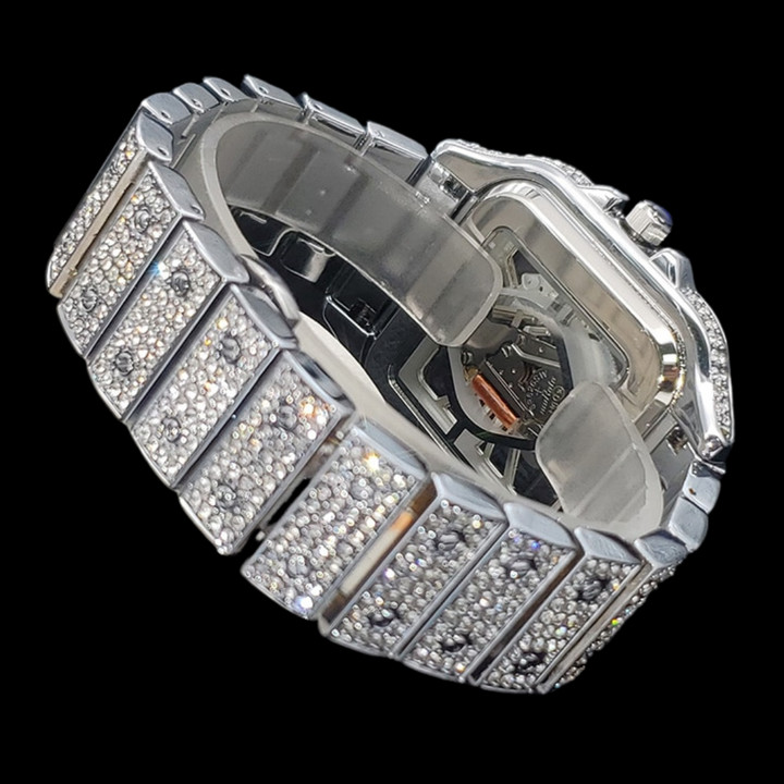 Skeleton Red Dial VVS Iced Out Diamond Designer Watch, Hip Hop Watch, Fashion