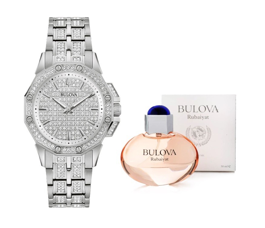 Bulova Octava Women’s Quartz Silver-Tone Crystal Accent Watch 34MM 96L305