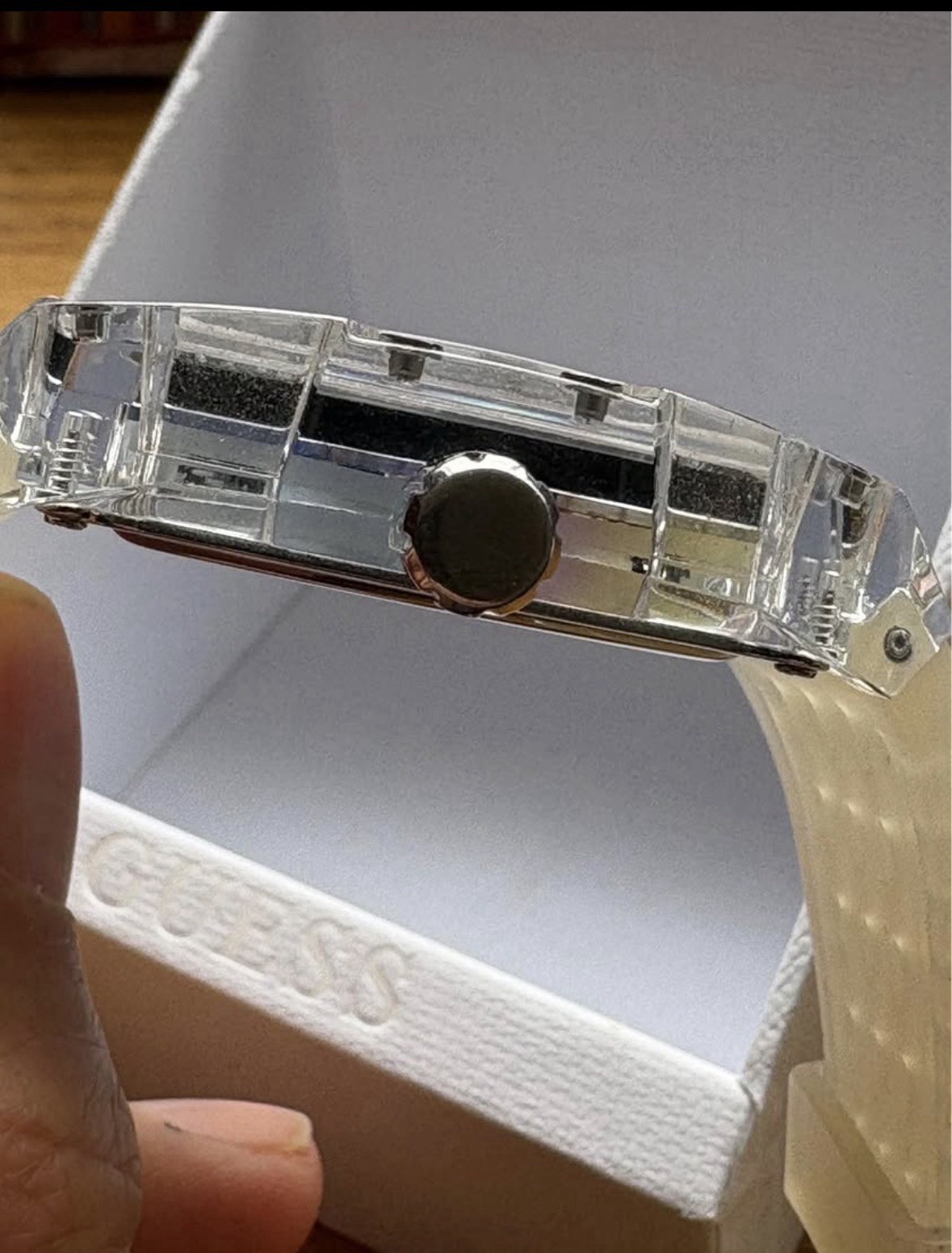GUESS Phoenix Clear case silicone mans watch new in box