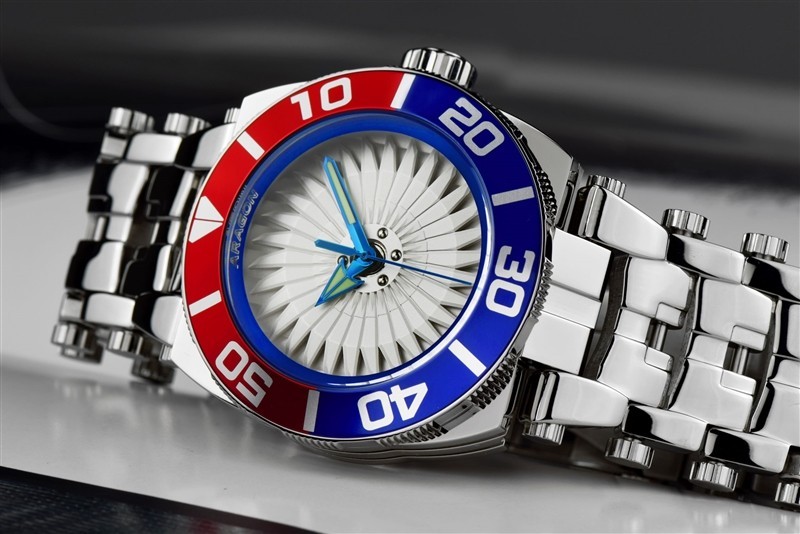 ARAGON 43MM MILLIPEDE ROTATOR AUTOMATIC WATCH RED/WHITE/BLUE BEZEL For July 4th!