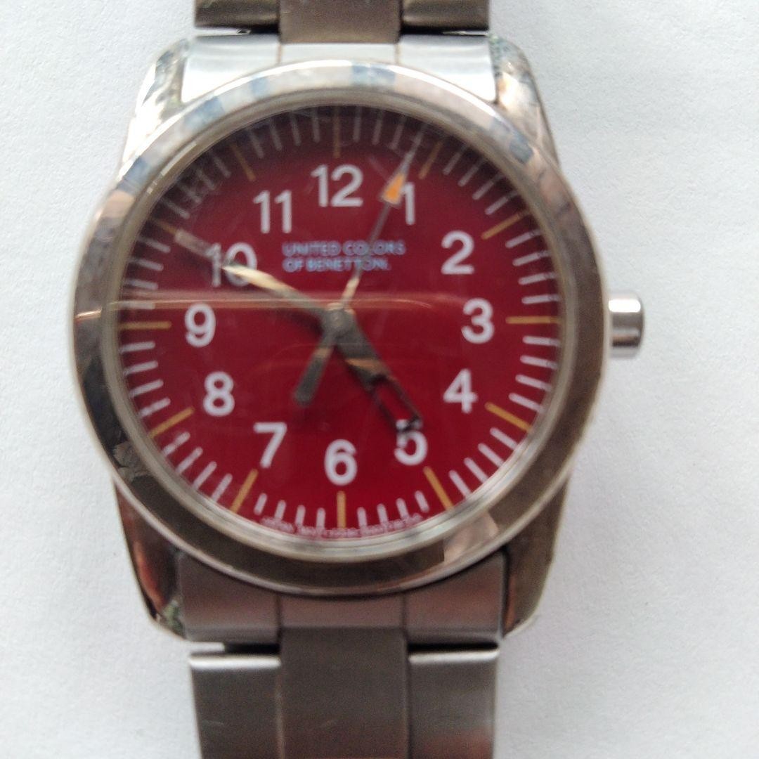 Benetton Quartz Watch Analog Red Used Junk