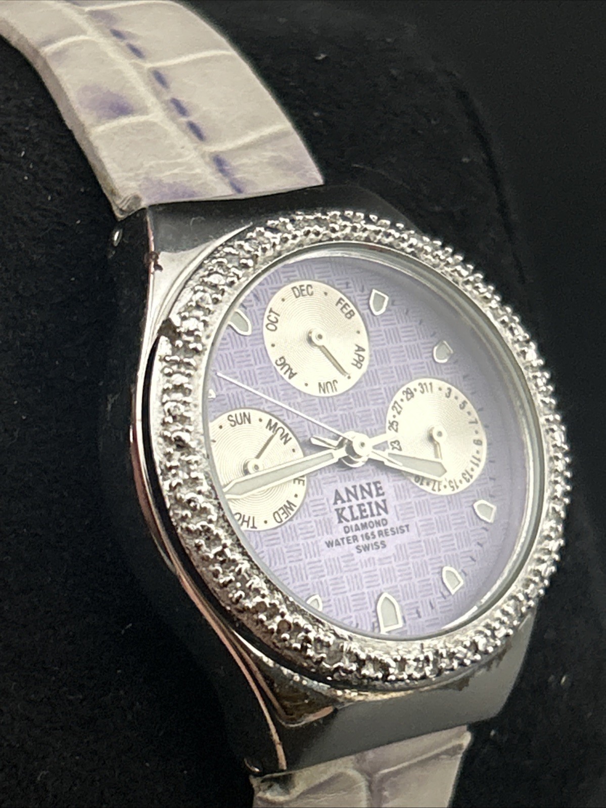 Anne Klein Diamond Accent Multi-Function Purple Watch