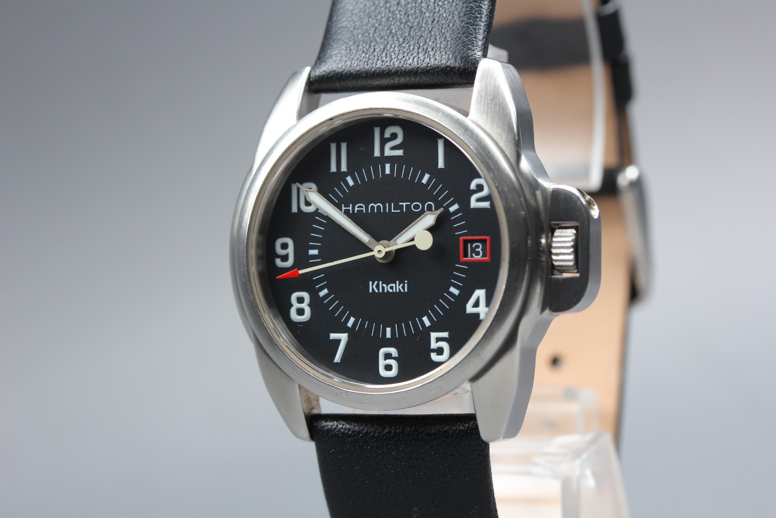 Hamilton 6301 Khaki Action Black Dial Date Qz Men’s Watch New Strap [Near MINT]