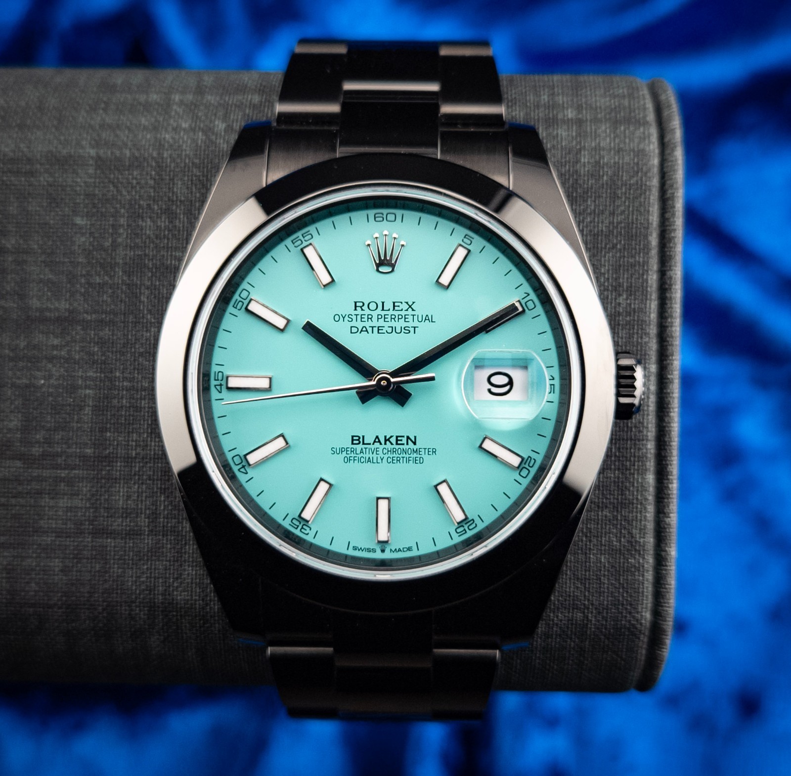 Rolex Blaken Tiffany Dial DateJust 126300 DLC Coated Full Set Mint