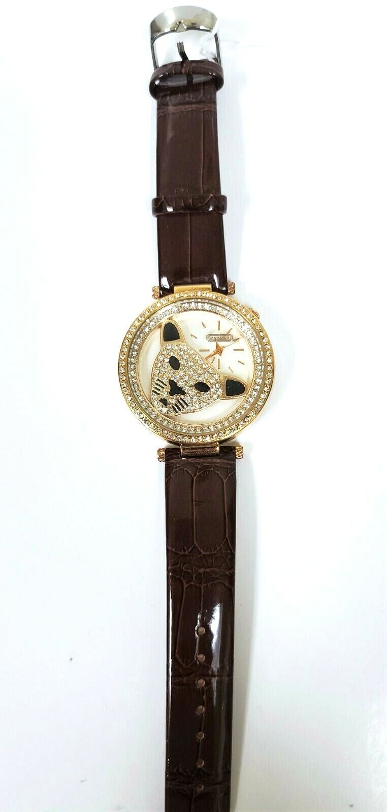 NEW SKY MARINE GOLD, ROSE,CRYSTAL GLITZ JAGUAR,PATENT LEATHERETTE BAND WATCH