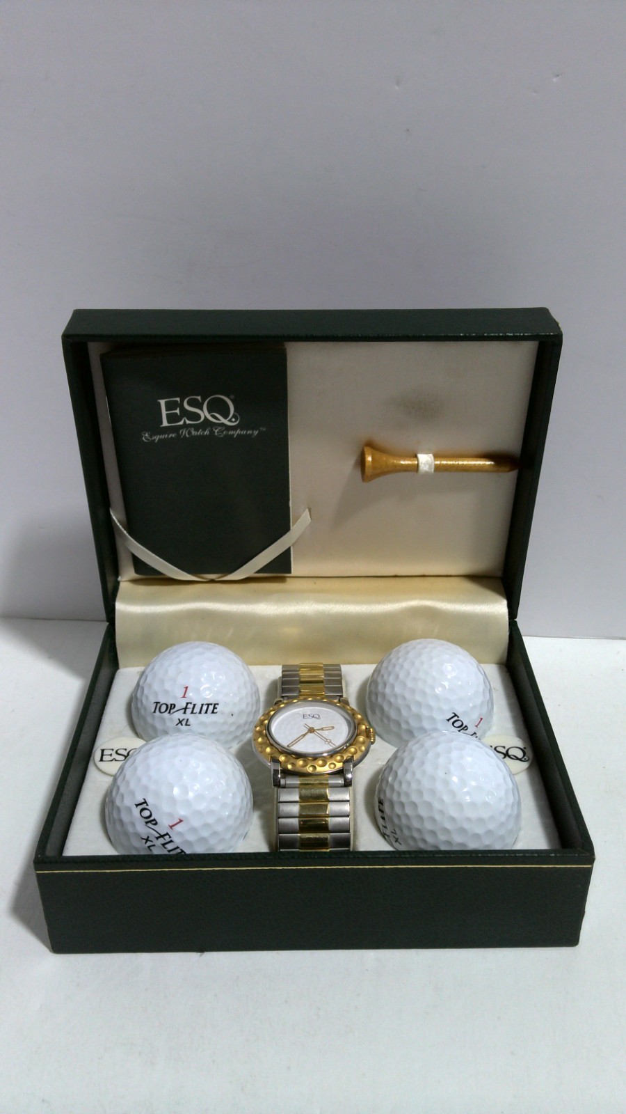 Vintage ESQ The Golf Watch Gift Set Swiss Quartz Golf Ball Dial Box