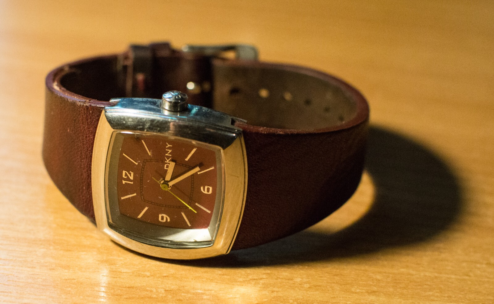 Genuine DKNY Dark Red and Silver Tone Unisex Quartz Watch