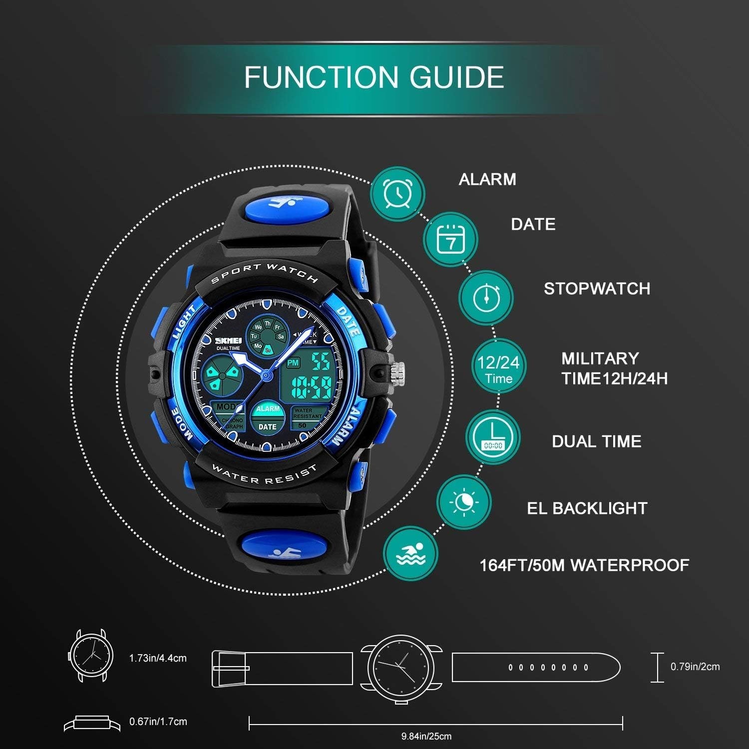 Multi-Function Kids Sport Watch with EL Night-Light – Perfect for Ages 5-16