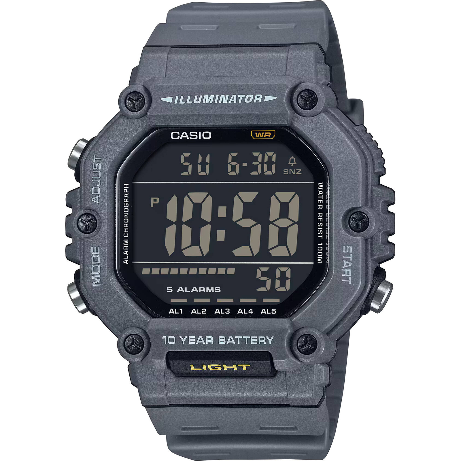 Casio Unisex Watch Dual Time Grey Digital Dial Resin Strap Alarm AE-1600H-8BVCF