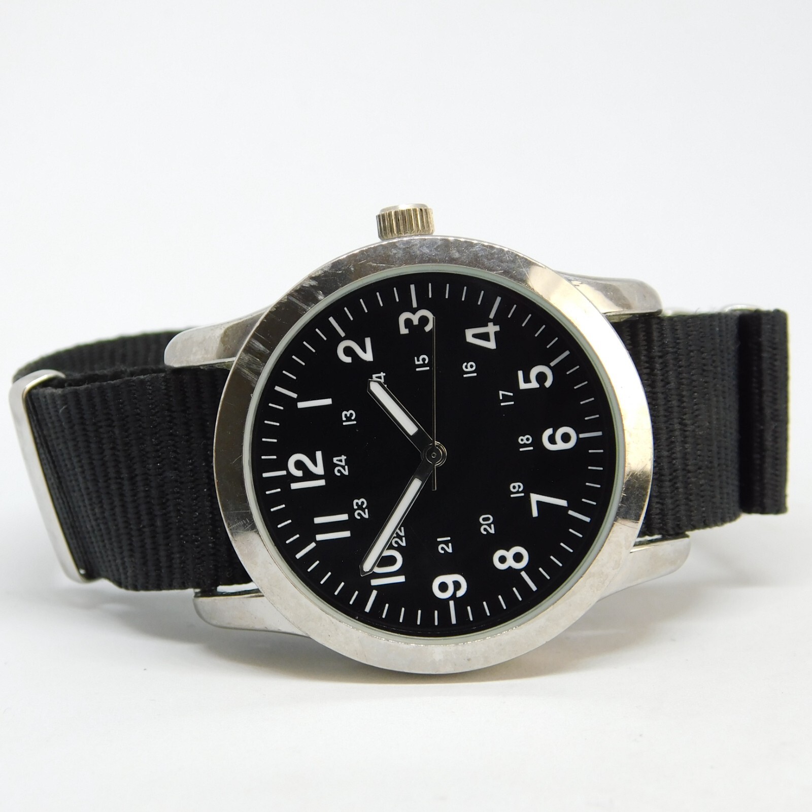 ACCUTIME WATCH CORP 6926 Nylon Band Quartz Analog Men’s Watch New Battery