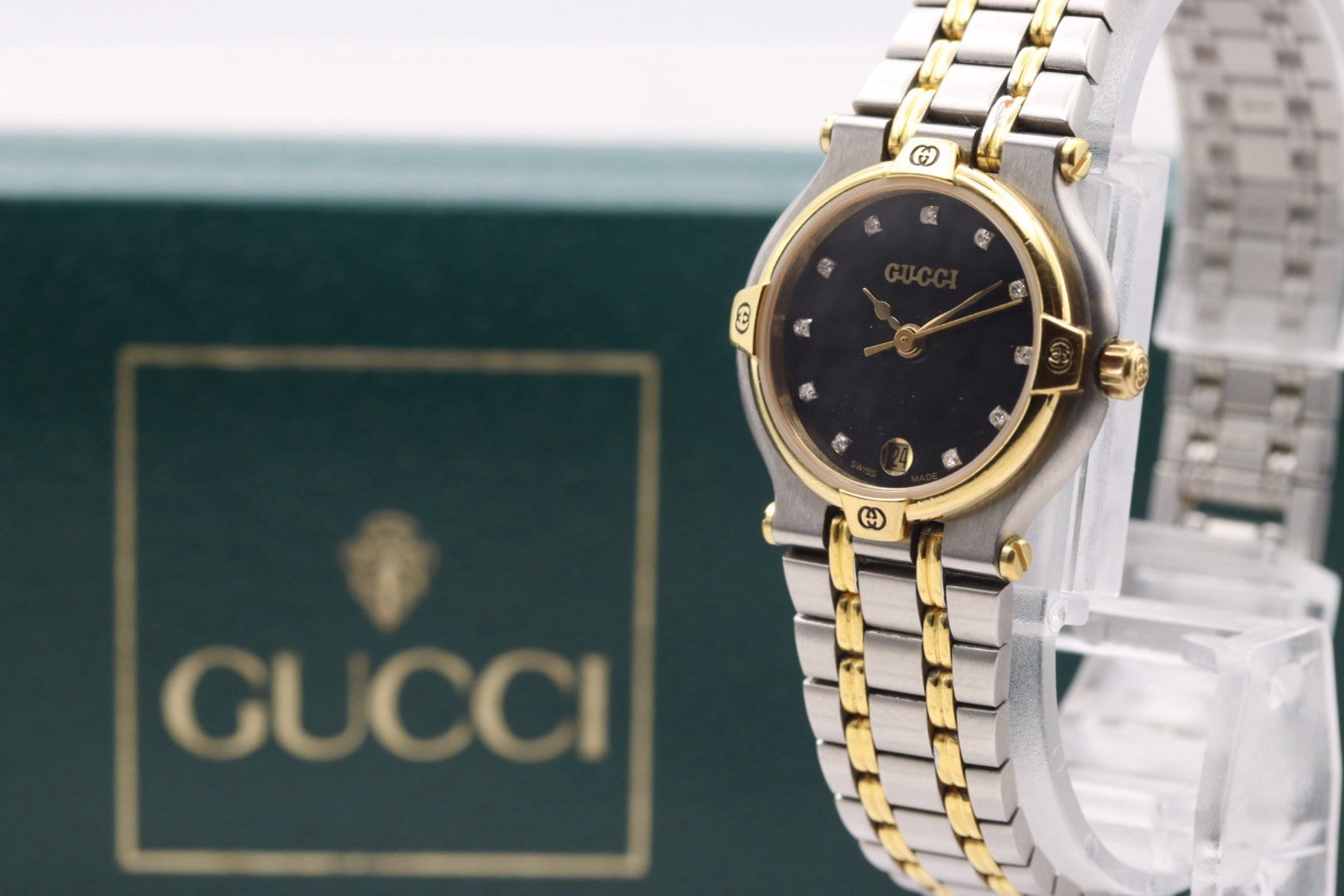 [MINT w/Box] Gucci 9000L 11P Diamond Black Dial Quartz Women’s Watch Japan