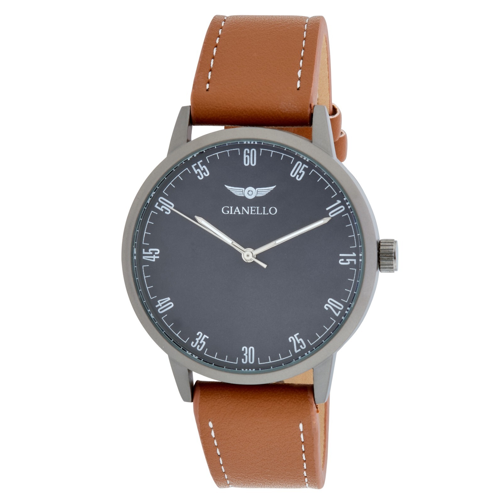 Gianello Milan Alure 42 Men’s Numbred Dial Stitched Strap Watch