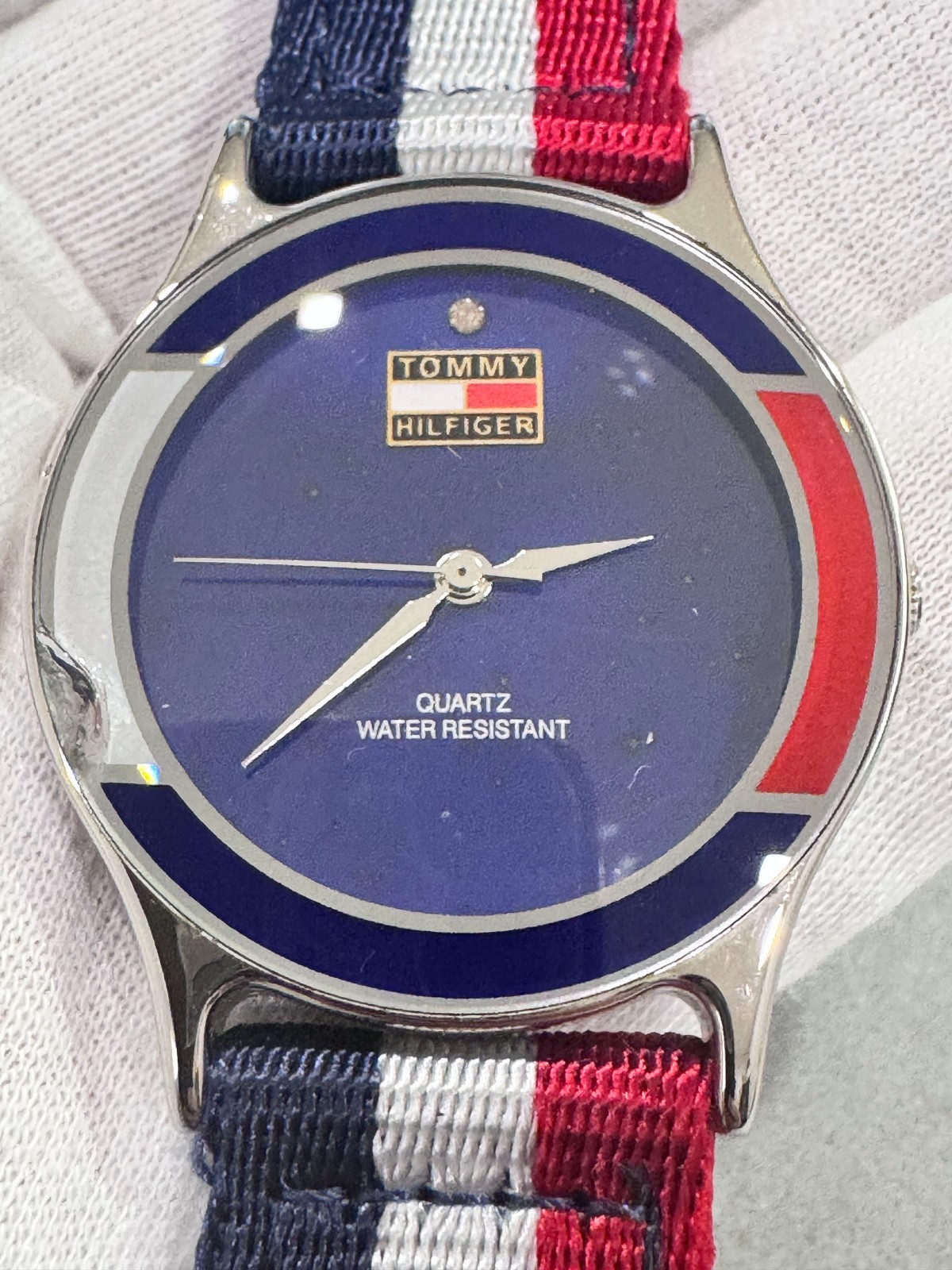 NOS Vintage Tommy Hilfiger Quartz Watch Blue Dial Original Strap Included Runs