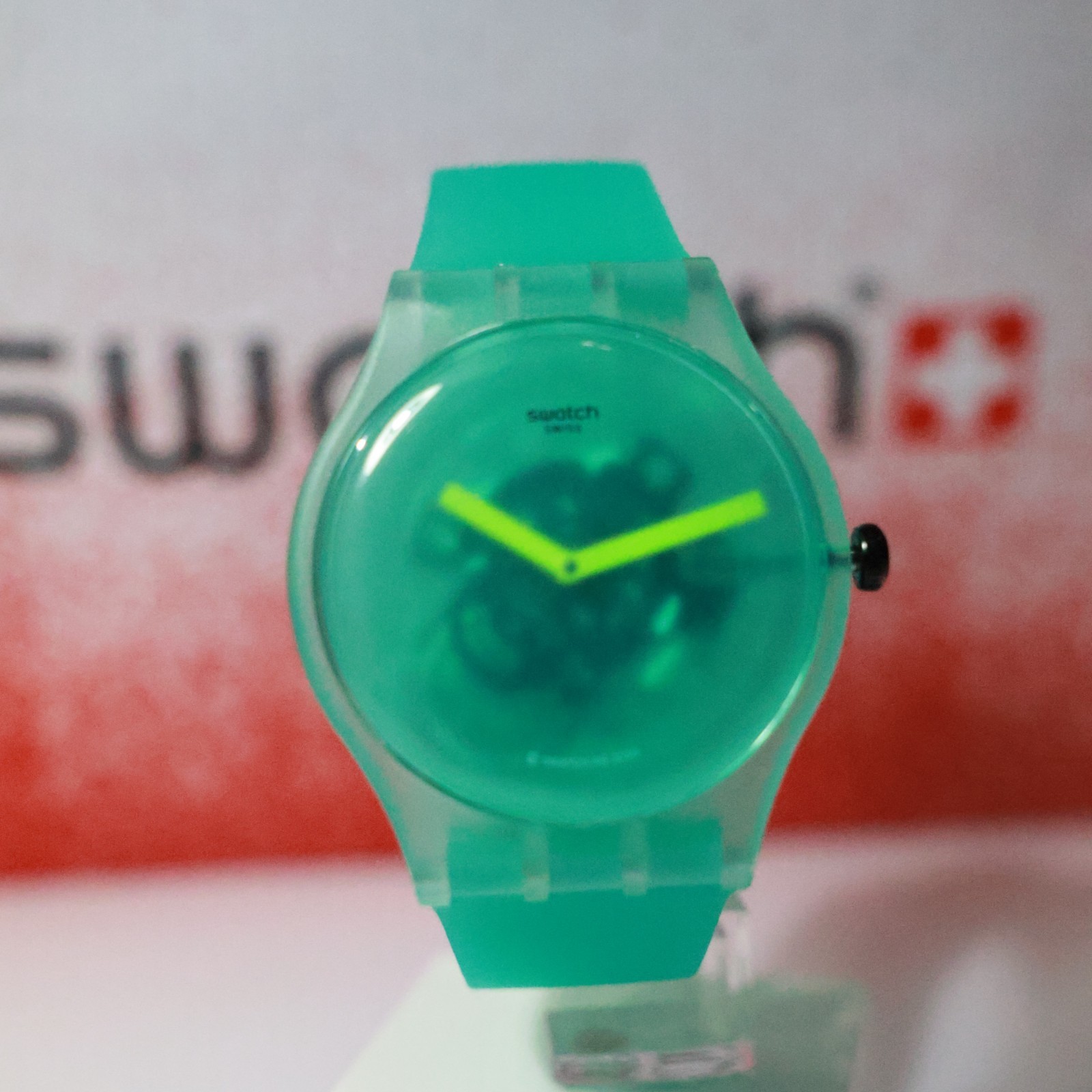 New Swiss Limited Swatch Nature Blur SUOG119 41MM Frosted Green Wristwatch
