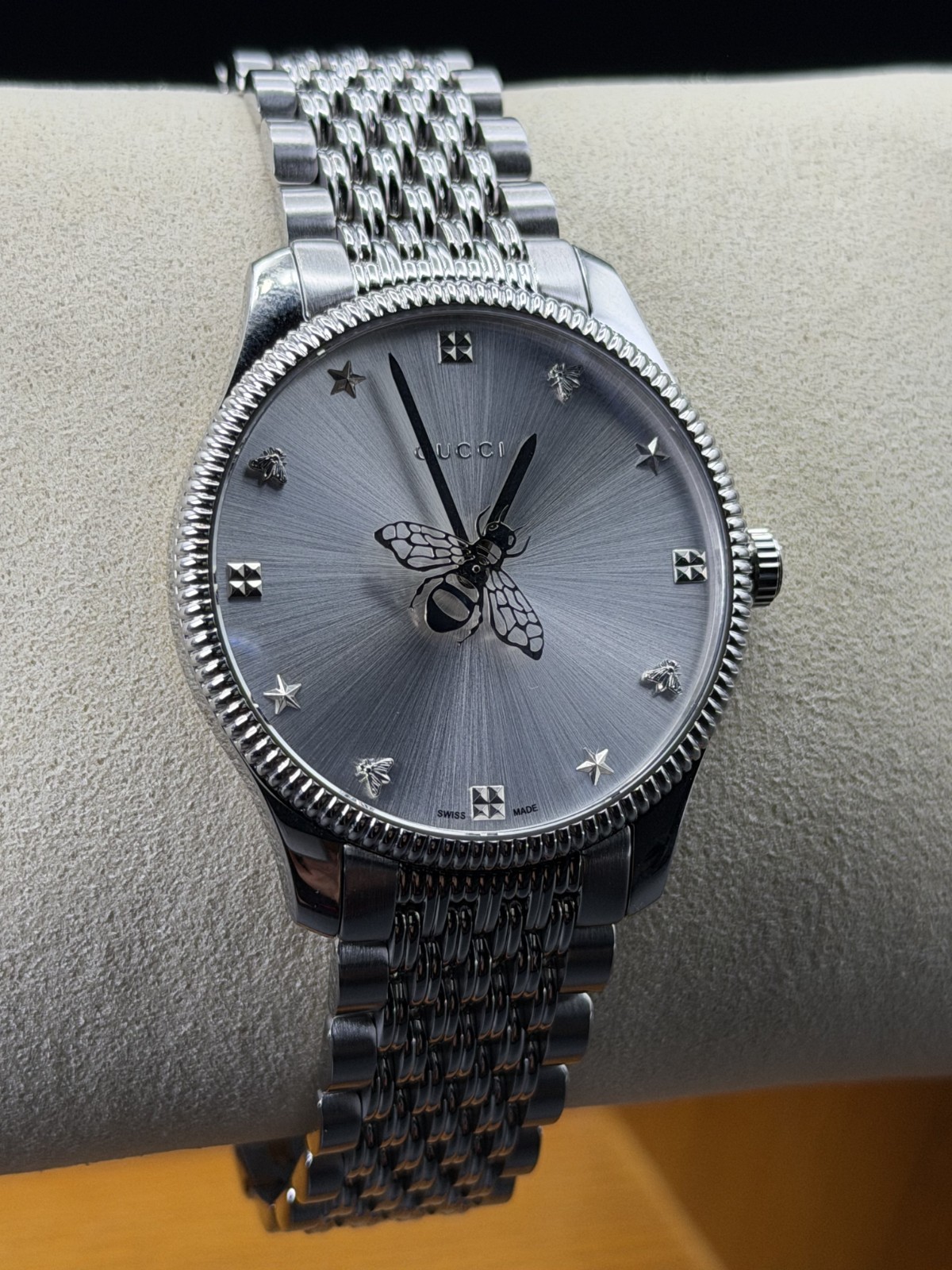 GUCCI G-TIMELESS 36MM SS SILVER DIAL SLIM UNISEX WATCH YA1264153