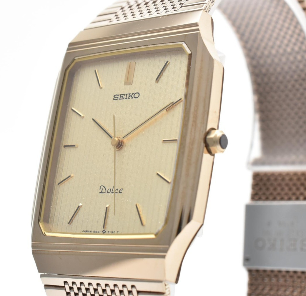 Seiko Dolce 9531-5160 Tungsten Gold Tank 1986 Quartz Mens Watch Works #84