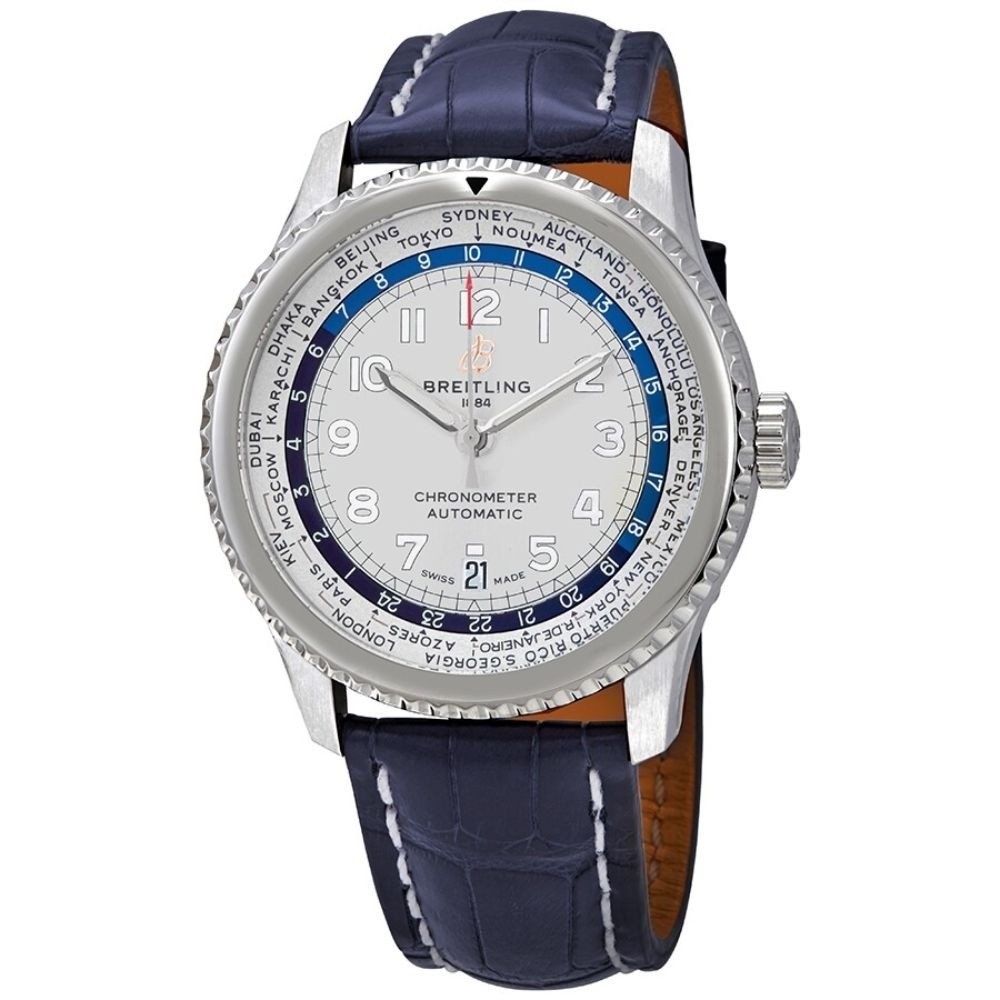Breitling Navitimer Aviator 8 Unitime AB3521 Silver Dial 43mm Steel Men’s Watch