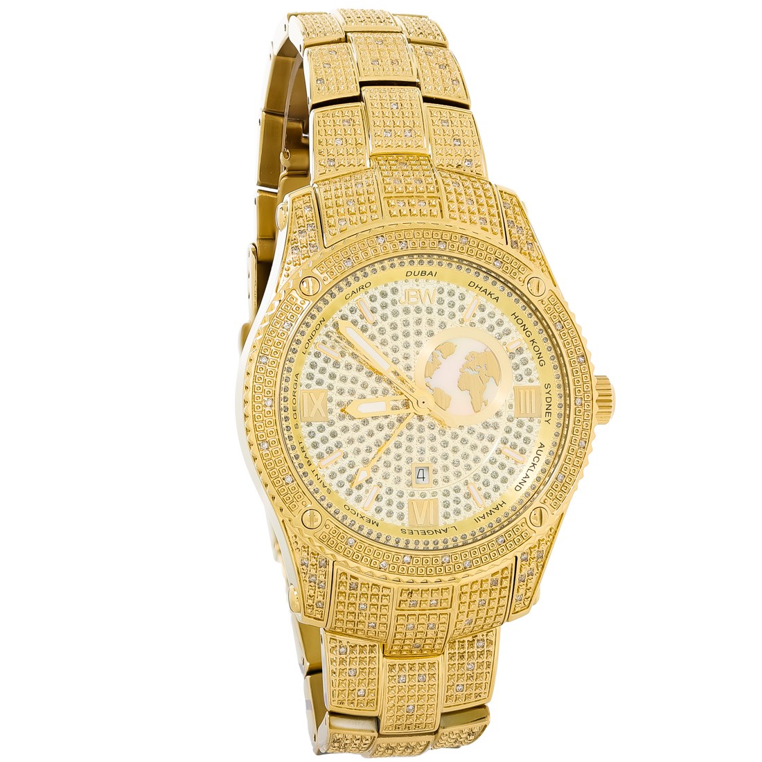 JBW Jet Setter GMT Gold-Tone Stainless Steel Diamond Men’s Quartz Watch J6370A