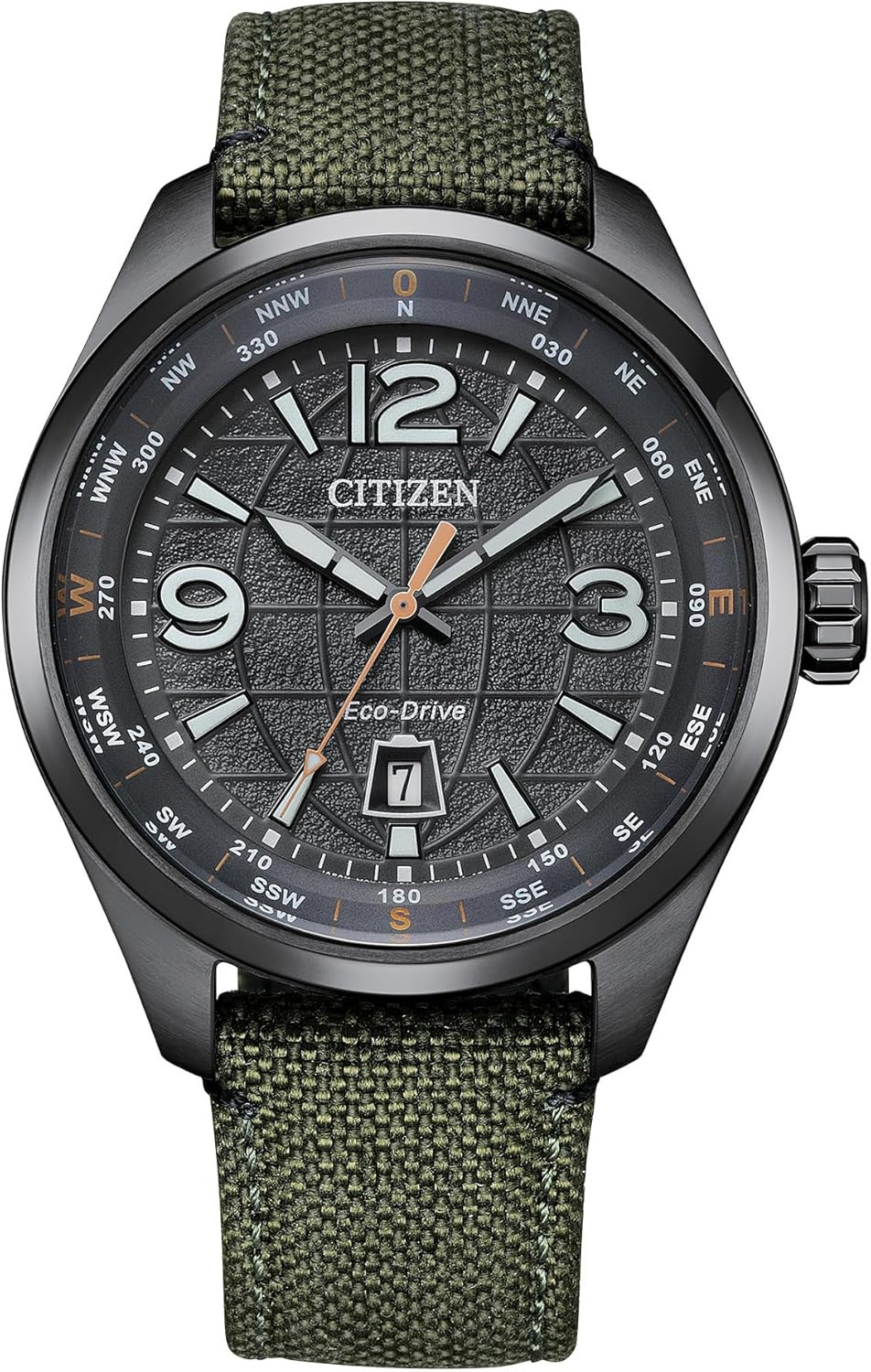 Eco-Drive Men’s Sport Watch: Gray Stainless Steel & Green Nylon Strap
