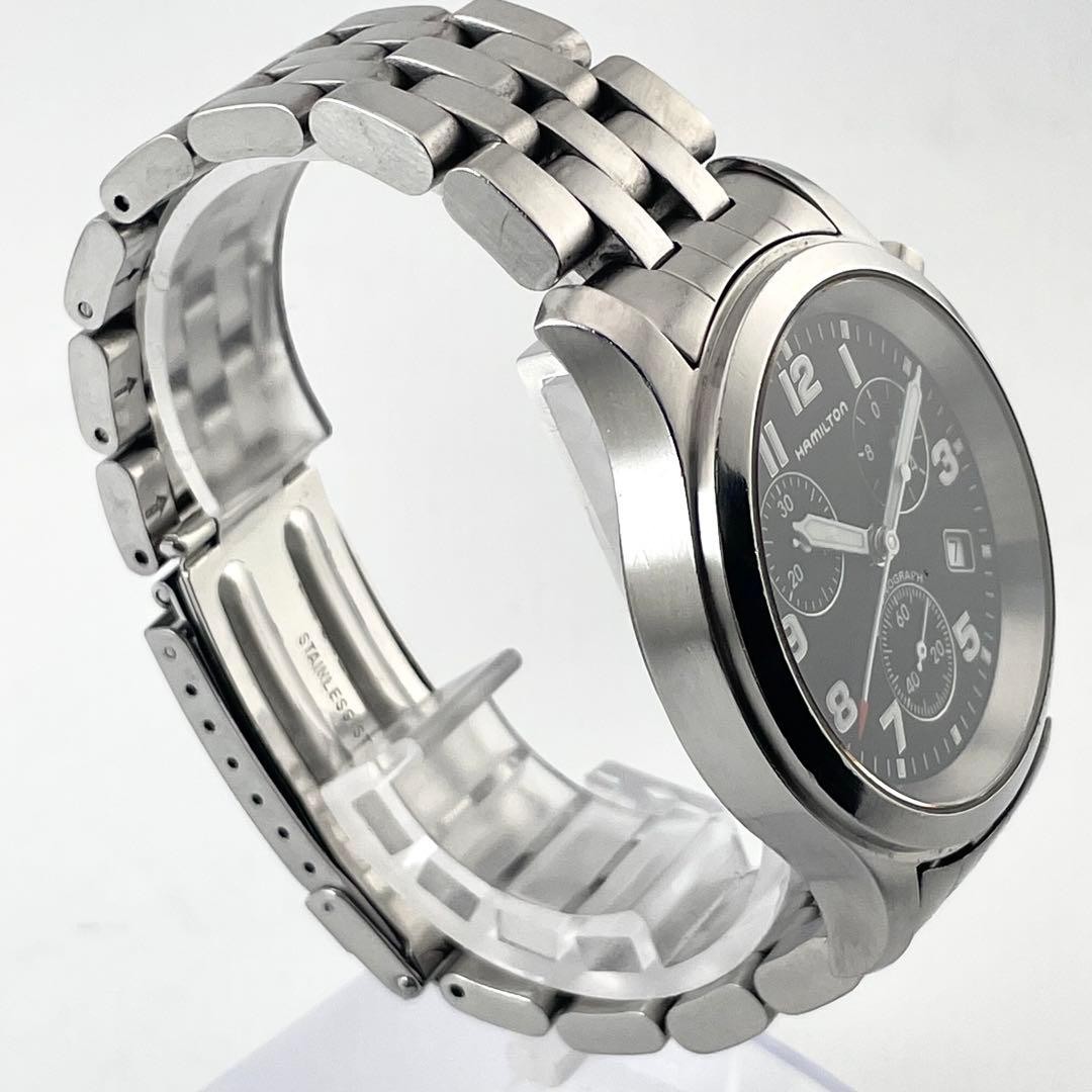 Hamilton Chronograph Date Quartz Working Watch 17cm 6.69in Black Dial 3832 Japan
