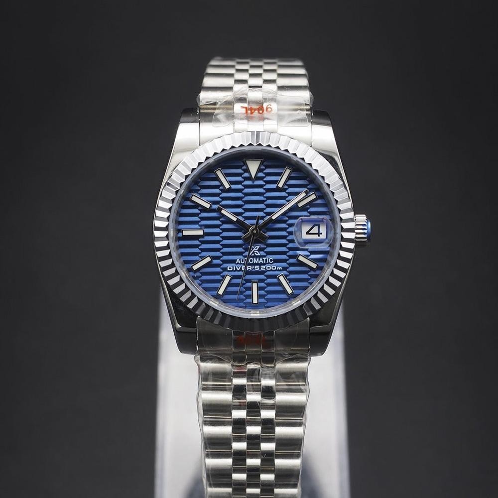 Custom Built Blue Wave Dial NH35 Automatic 40mm Fluted Date